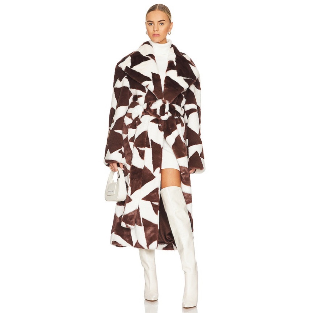 Ronny Kobo Ilia Faux Fur Wrap Robe Coat Coat